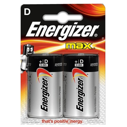 Батарейка Energizer Max D/LR20, в упаковке: 2 шт. батарейка алкалиновая щелочная космос d lr20 2 шт
