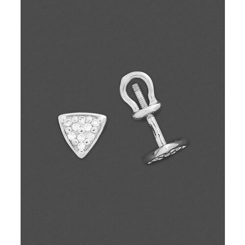 Серьги пусеты markiz, серебро, 925 проба, родирование, фианит, бесцветный