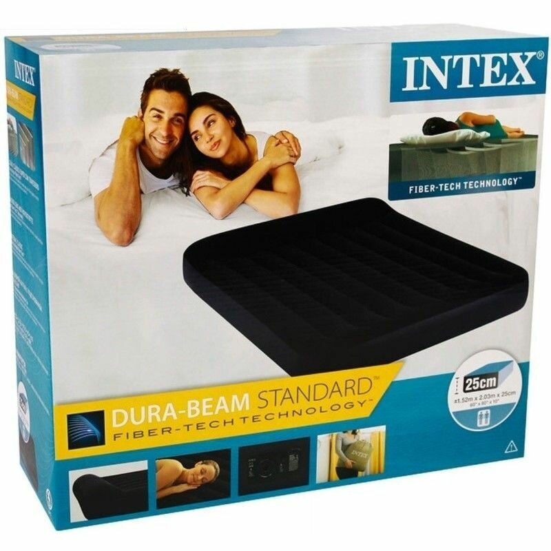 Матрас надувной Intex Pillow Rest Raised Bed Fiber-Tech 203х152х25/Для сна/Для плавания/64150 - фотография № 2