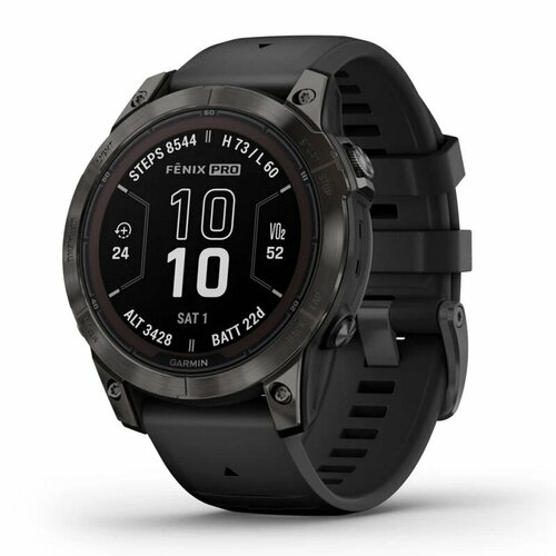 Умные часы Garmin fenix 7 Pro – Sapphire Solar Edition Carbon Gray DLC Titanium with Black Band 