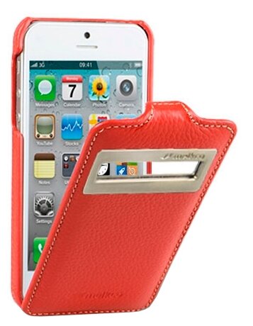 Кожаный чехол с окошком Melkco для Apple iPhone 5/5S / iPhone SE - Jacka ID Type - красный