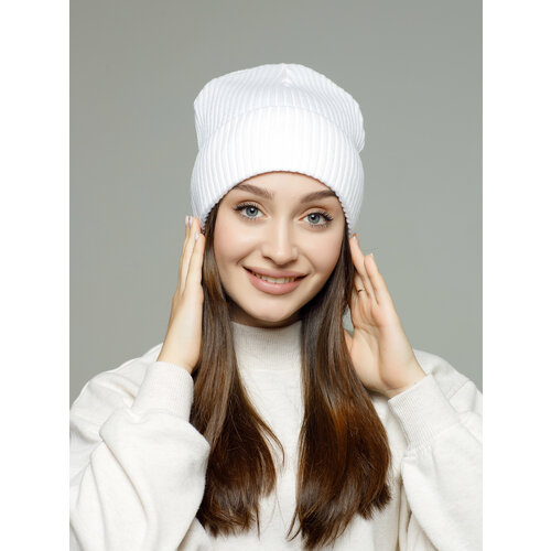 Шапка бини DM-Collection, размер 52-58, белый шапка бини шапка бини демисезонная зимняя размер 52–58 размер 52 58 черный