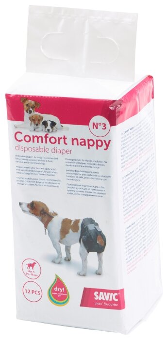 Подгузники для собак COMFORT NAPPY 3 черные 12шт/уп