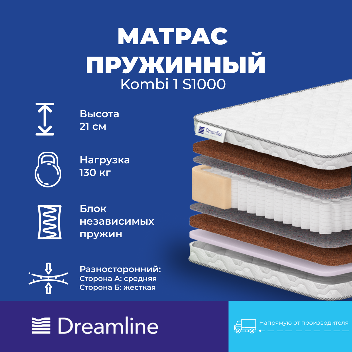 Взрослые матрасы Dreamline Kombi 1 S1000 80x180