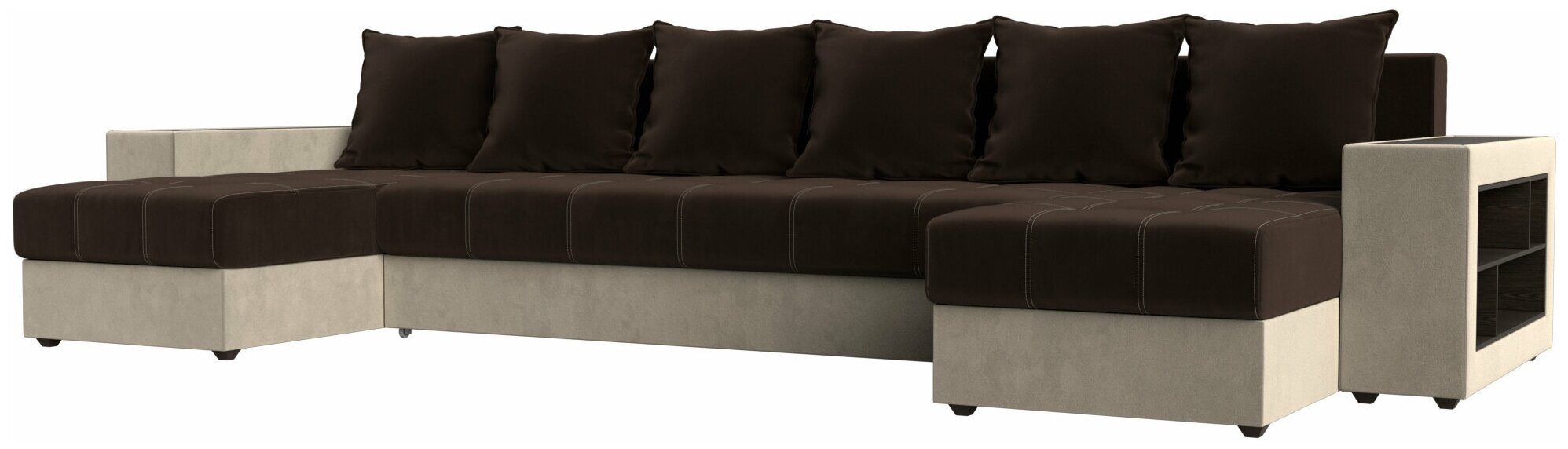 фото П-образный диван Дубай полки справа