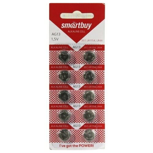 Батарейки Smartbuy Alkaline Cell AG13 (357, LR1154, LR44) panasonic 10pcs 1 5v ag13 button cell batteries 100% original zn mno2 coin battery single use ag13 g13a lr44 lr1154 for watch