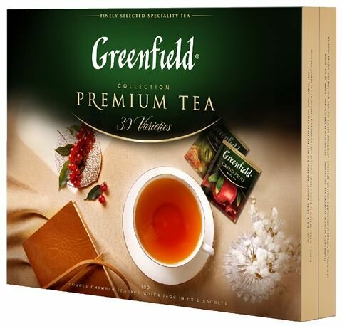 Подарочный набор чая гринфилд в пакетиках 120 шт, GREENFIELD Premium Tea Collecton, ассорти из 30 вкусов