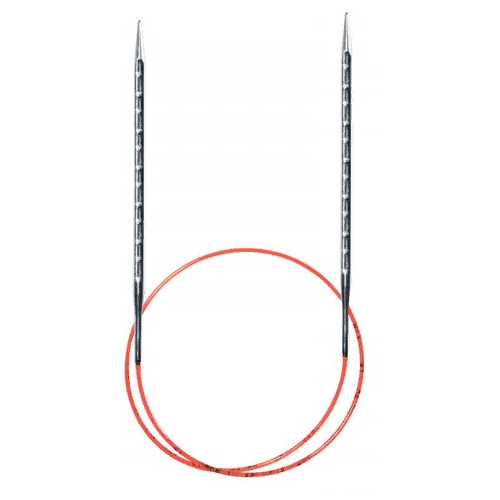 Спицы ADDI addiNovel 717-7/6.5-80, диаметр 6.5 мм, длина 13 см, общая длина 80 см, серебристый/красный инструмент для вязания drops 7001 леска для круговых спиц 80 см 56 мм