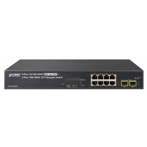 Коммутатор Planet GS-4210-8P2S коммутатор poe planet gs 4210 8p2s управляемый ipv4 ipv6 8xge 802 3at poe 2x100 1000x sfp 120w