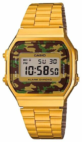 Наручные часы CASIO Casio A-168WEGC-3E, золотой, хаки