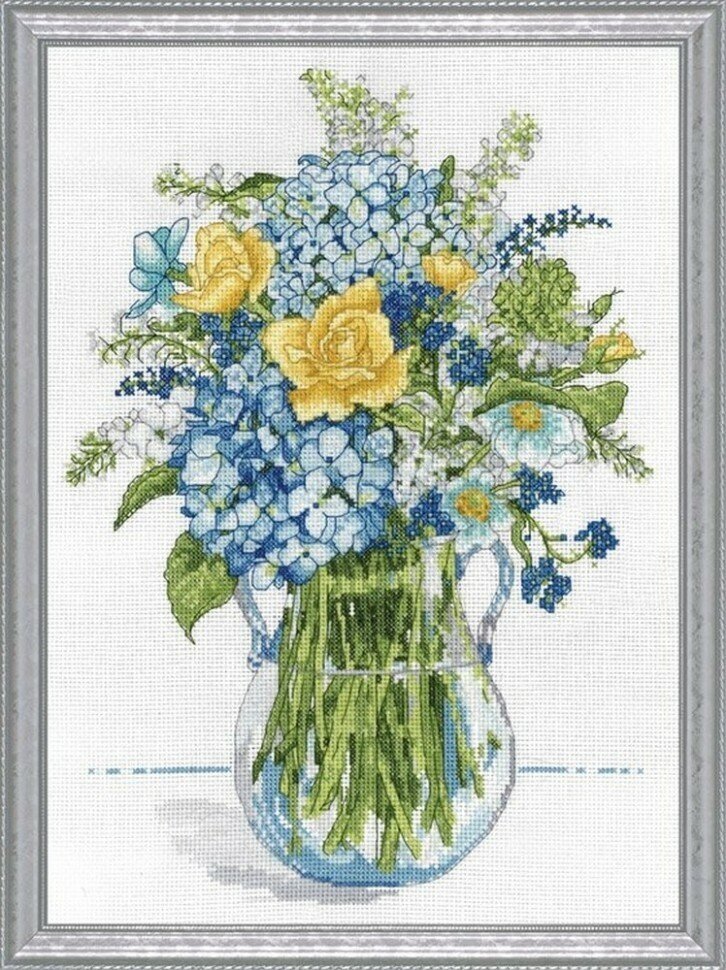 Blue & Yellow Flora #2866 Design Works Набор для вышивания 25 x 35 см Счетный крест