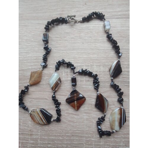 Колье, пластик, длина 40 см, черный