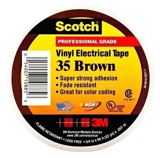 Изолента ПВХ 3M Scotch® 35 19 мм х 20 м, коричневая