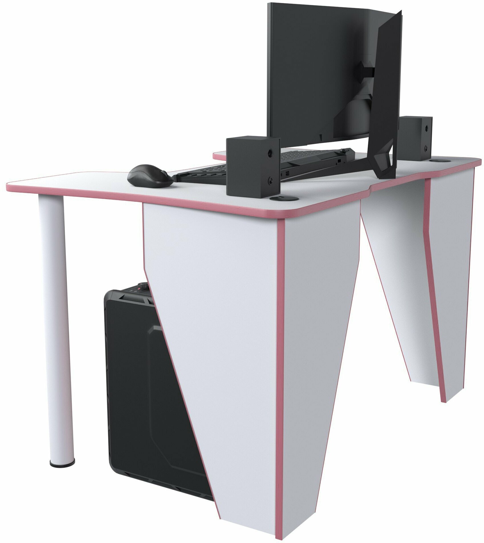 Геймерский игровой компьютерный письменный стол Вектор белый розовый - фотография № 9