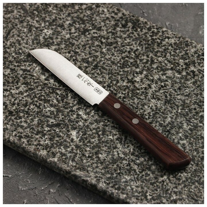 Нож для чистки овощей и фруктов Kanetsugu Special Offer, 90 мм, сталь AUS-8/SUS410, 3 слоя, рукоять розовое дерево - фото №19