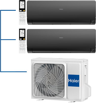 Мультисплит-система Haier FLEXIS Super Match AS25S2SF2FA-B + AS50S2SF2FA-B / 2U50S2SM1FA-3 на 2 комнаты 25+50 м2