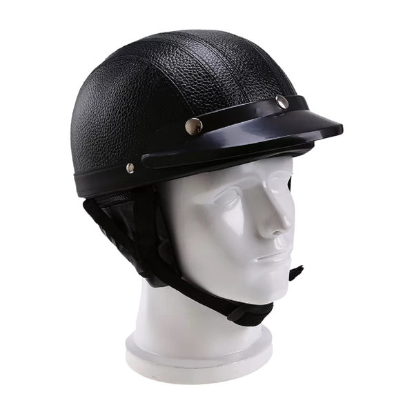 Каска кепка открытый шлем под кожу для мотоциклиста на мотоцикл чоппер круизер скутер мопед, черная