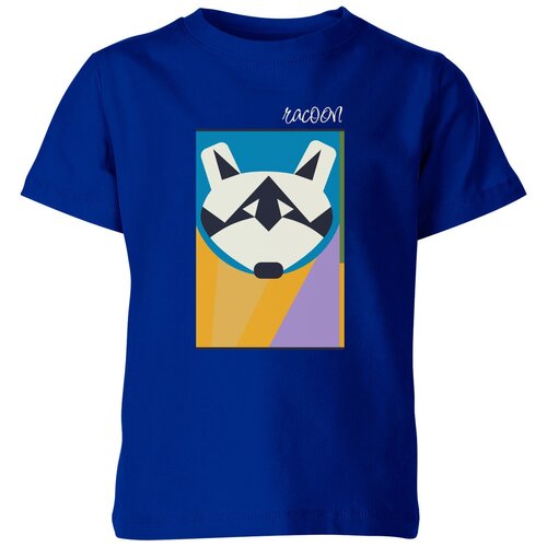Детская футболка «Енот геометрический» (164, синий)
