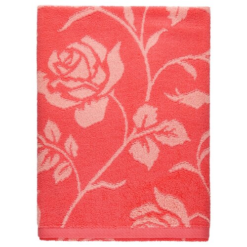 фото Aquarelle Полотенце Розы в орнаменте банное 70х140 см розово-персиковый/коралл