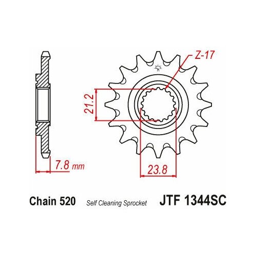 Звезда ведущая (передняя) JTF1344.14SC 520 c самоочисткой