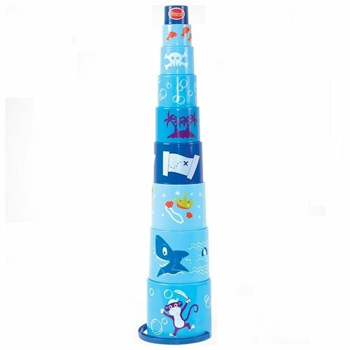 Ведерко-пирамидка, 9 предметов, голубая