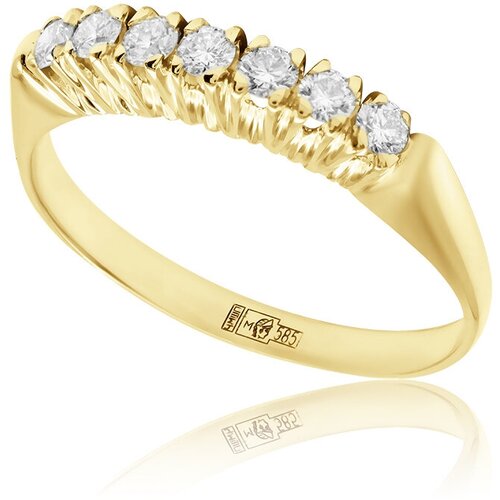 Кольцо помолвочное 1RBC, желтое золото, 585 проба, бриллиант, размер 18, бесцветный