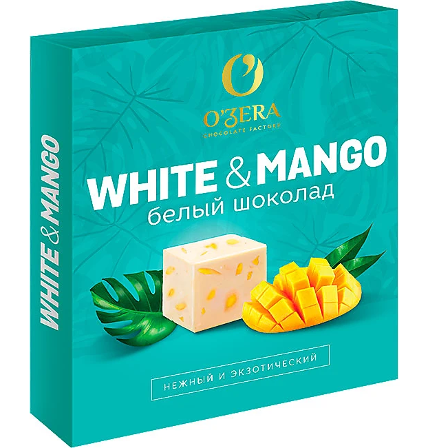 Шоколад O'Zera White & Mango белый с манго в кубиках 90 г, 6 шт.