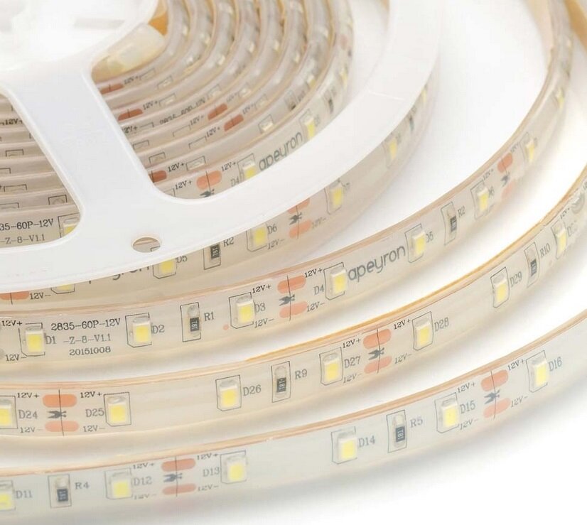 Светодиодная лента Apeyron 8W/m 60LED/m 2835SMD холодный белый 5M - фото №20
