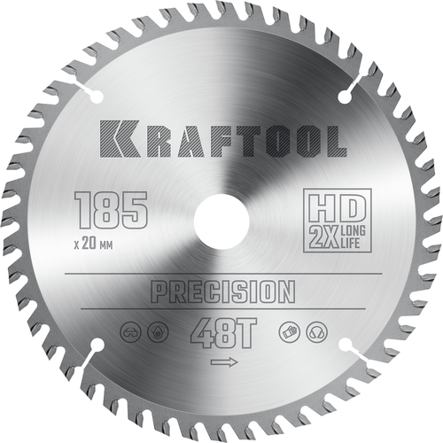 Диск пильный по дереву 185х20 мм, 48Т, Precision Kraftool 36952-185-20