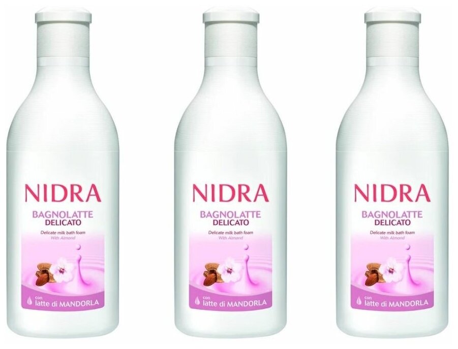 Nidra Пена-молочко для ванны деликатная, с миндальным молочком, 750 мл, 3 штуки