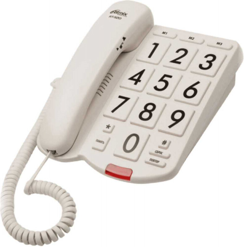 RITMIX RT-520 ivory Телефон проводной[повтор. набор регулировка уровня громкости световая индикац]