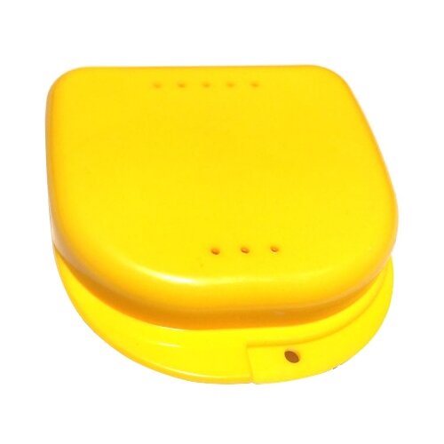 StaiNo Denture Box Slim – Бокс пластиковый ортодонтический, 82*85*29 мм, желтый staino denture box – бокс пластиковый ортодонтический 78 83 45 мм желтый