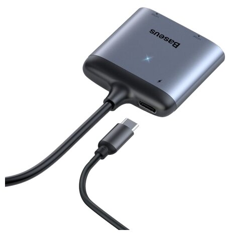 Переходник/адаптер Baseus Enjoy HUB USB Type-C - HDMI 2x PD HD - USB Type-C (CAHUB-I0G), серый