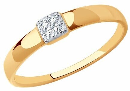 Золотое кольцо Diamant 51-110-01670-1 с фианитом 