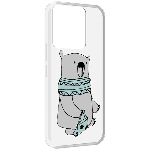 Чехол MyPads Модный медведь для Tecno Spark Go 2022 / Tecno Spark 8C задняя-панель-накладка-бампер