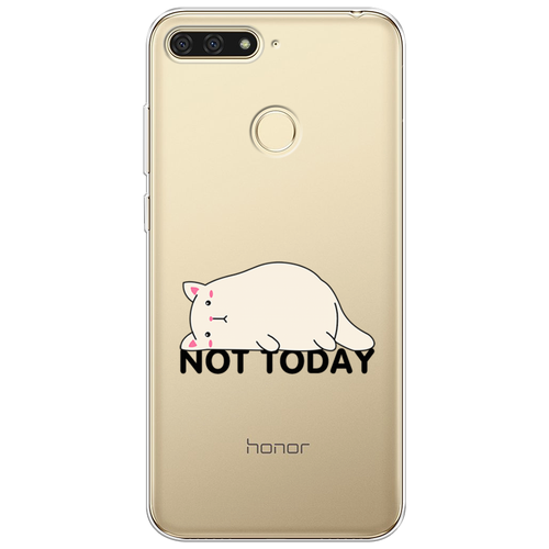 Силиконовый чехол на Honor 7C/7A Pro/Huawei Y6 Prime 2018 / Хонор 7С/7А Про/Хуавей Y6 Prime 2018 Cat not today, прозрачный силиконовый чехол париж 2 на honor 7c хонор 7с