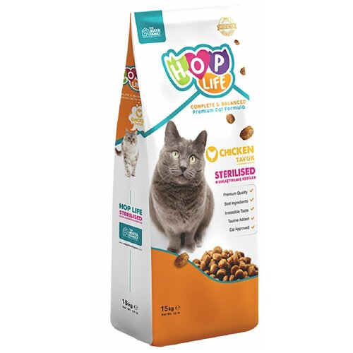 Сухой корм для стерилизованных кошек Hop Life Sterilised​, курица 15 кг
