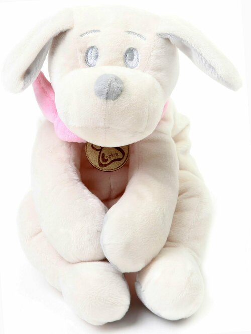 Мягкая игрушка Собака 30 см белый/розовый