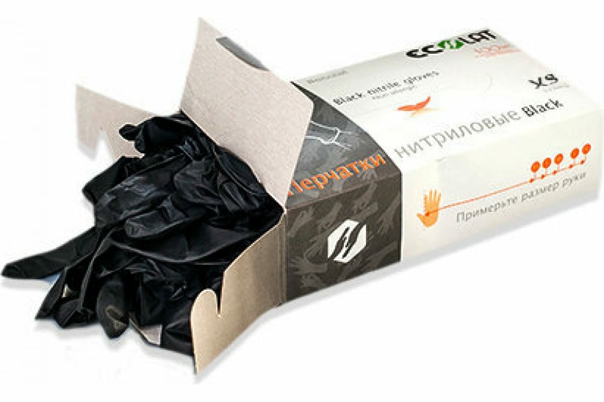ECOLAT Перчатки нитриловые, черные, размер L / Black EcoLat 100 шт - фото №2