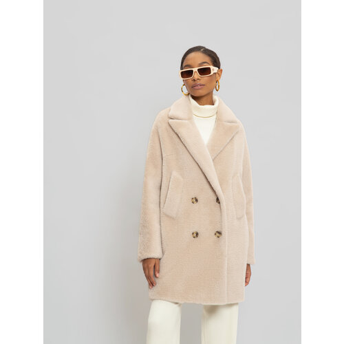 Пальто-пиджак  Electrastyle демисезонное, демисезон/зима, шерсть, силуэт прямой, удлиненное, размер 170-84-92, бежевый