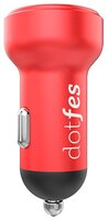 Автомобильная зарядка Dotfes B05 + USB Type-C красный