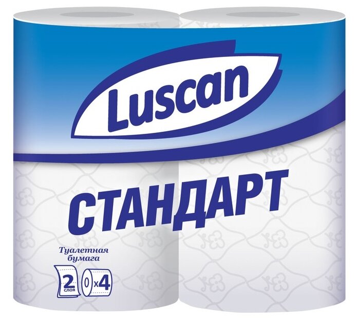 Бумага туалетная Luscan Standart 2-слойная белая (4 рулона в упаковке)