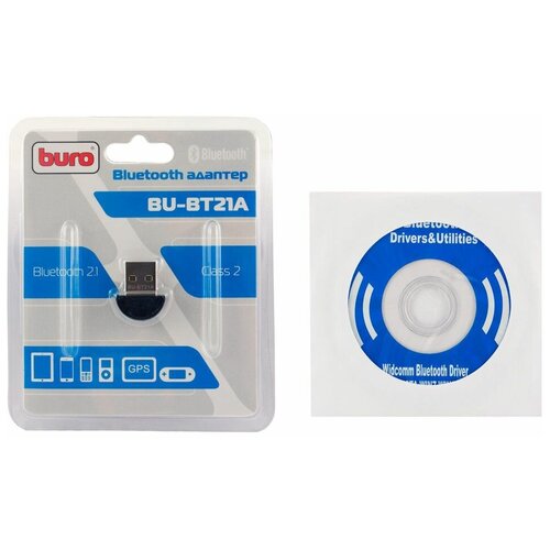 Bluetooth адаптер USB Buro BU-BT21A Bluetooth 2.1+EDR class 2 10 м чипсет BCM2046 цвет черный