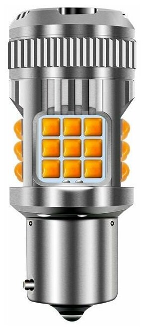 Светодиодная автомобильная лампа PY21W BAU15s SMD 3030 21W c обманкой V2 Бренд DLED (Оранжевые) ( 1 лампа. )