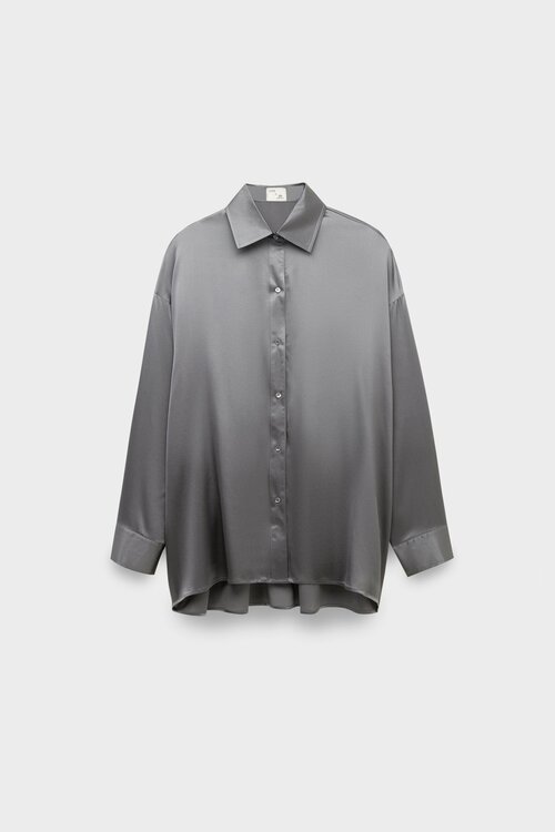 Рубашка  Alpe Cashmere, свободный силуэт, длинный рукав, размер 38, серый