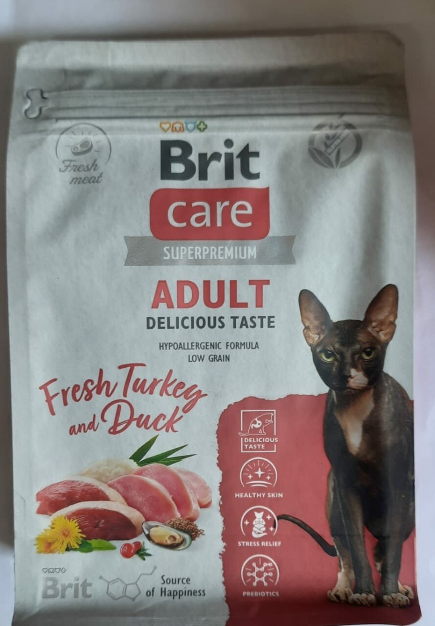 Сухой корм для привередливых кошек Brit Care Cat Adult Delicious Taste , с индейкой и уткой 0,4 кг - фотография № 7
