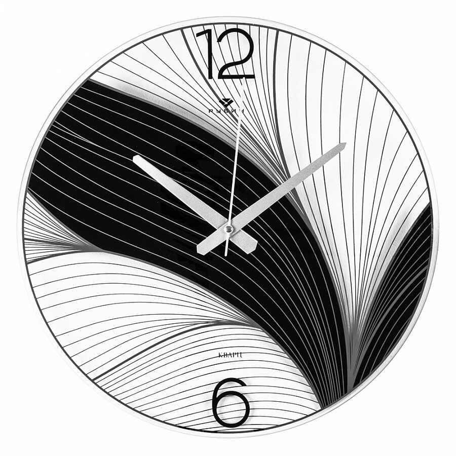 Часы настенные Рубин "Черный лотос", прозрачные, открытая стрелка, d-39см (4041-007B)