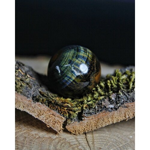 Оберег из натурального камня Тигровый глаз, для успеха и от негатива, шар, диаметр 28-30 мм