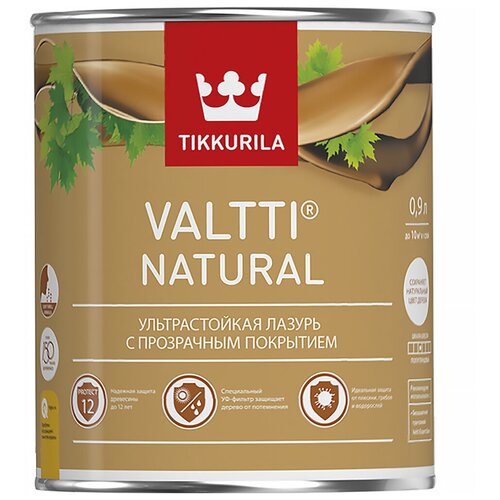 TIKKURILA VALTTI NATURAL лазурь ультрастойкая с прозрачным покрытием, полуглянцевая (0,9л)