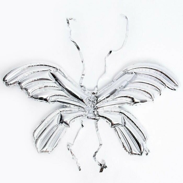 Фольгированные крылья "Бабочка", 122 см, серебро